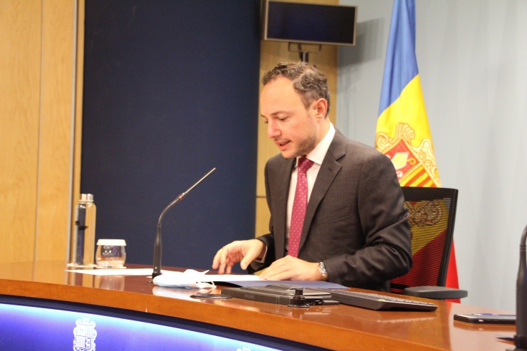 El cap de Govern, Xavier Espot, durant la presentació de l'increment del salari mínim.